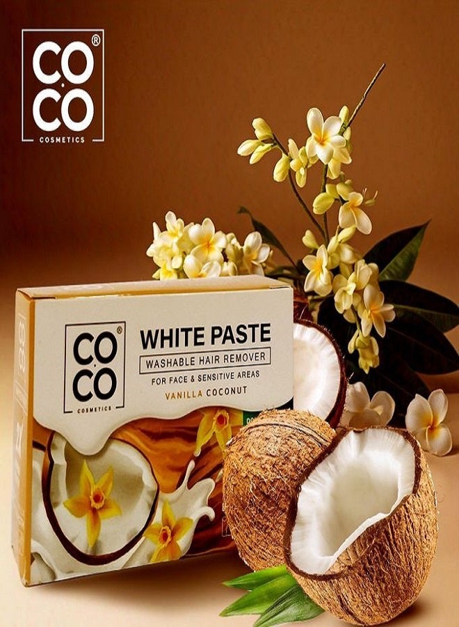 كوكو معجون شمع أبيض برائحة زهر جوز الهند والفانيليا لإزالة شعر الجسم والوجه 100 غرام - Image 3